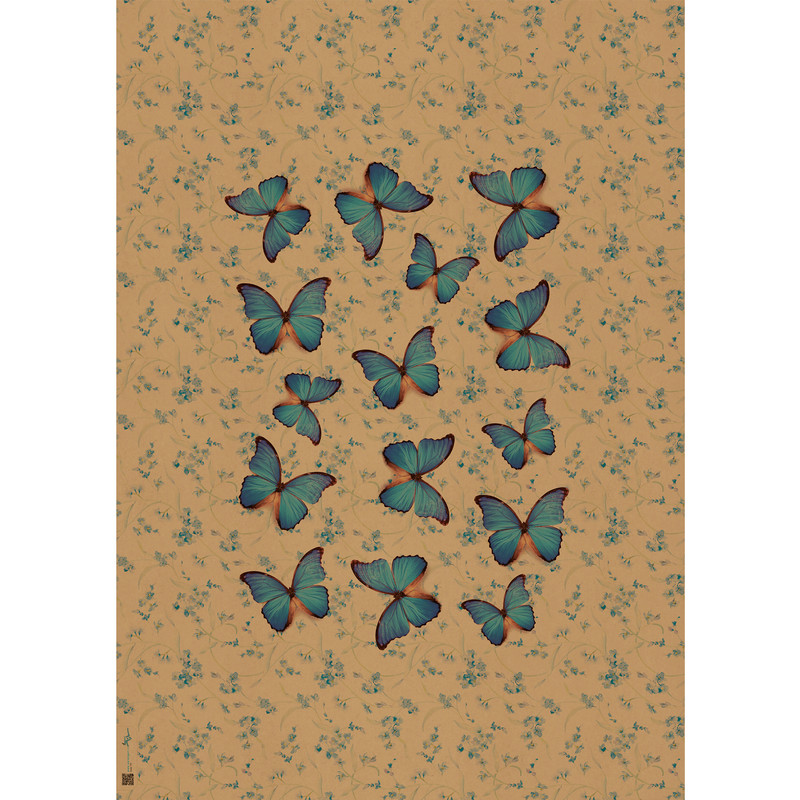 کاغذ کادو مدل کرافت طرح پروانه کد 170 بسته 5 عددی