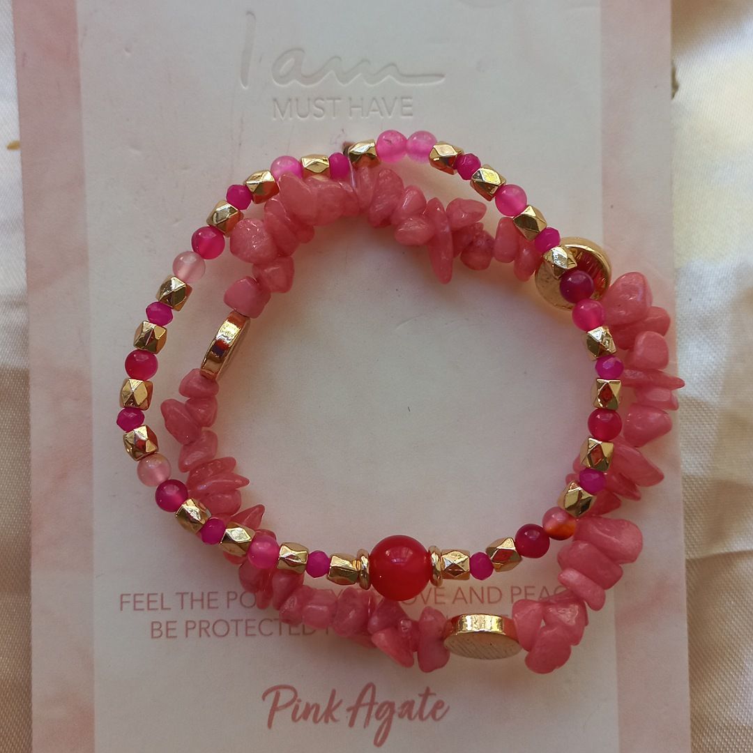 دستبند زنانه آی ام مدل عقیق کد SMR 0117  مجموعه 2 عددی -  - 2