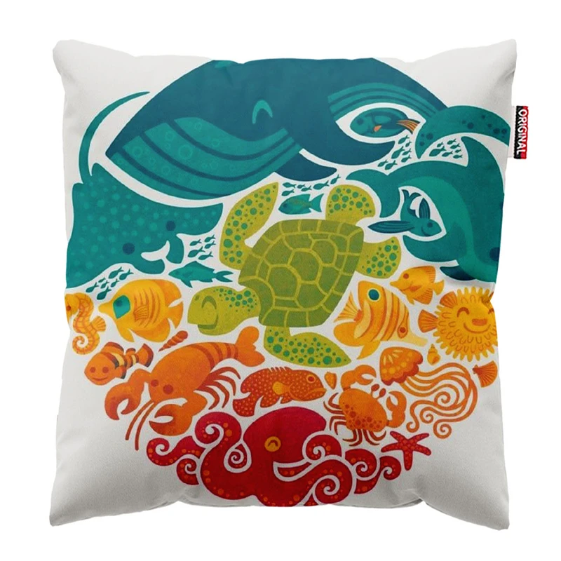 کوسن پاد آفرین مدل جانوران دریایی بامزه کد 83 سایز 30*15 سانتی متر