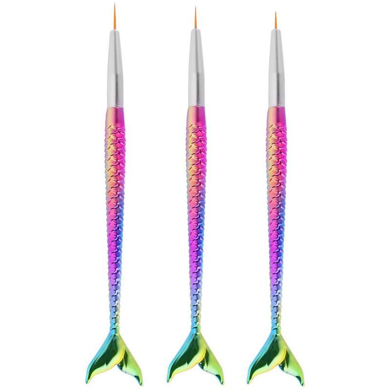 قلم طراحی ناخن طرح پری دریایی مدل 2020 مجموعه 3 عددی
