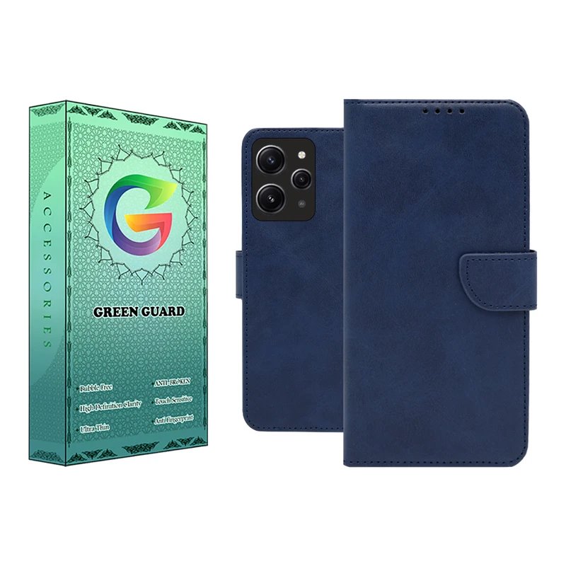 کیف کلاسوری گرین گارد مدل چرمی مگنتی کد Blue-B01 مناسب برای گوشی موبایل شیائومی Redmi 12 4G