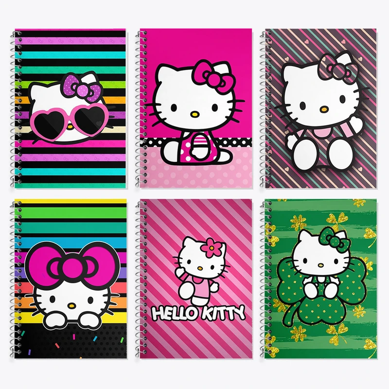 دفتر زبان 50 برگ خندالو مدل دو خط طرح هلو کیتی (Hello Kitty) کد 281 مجموعه 6 عددی