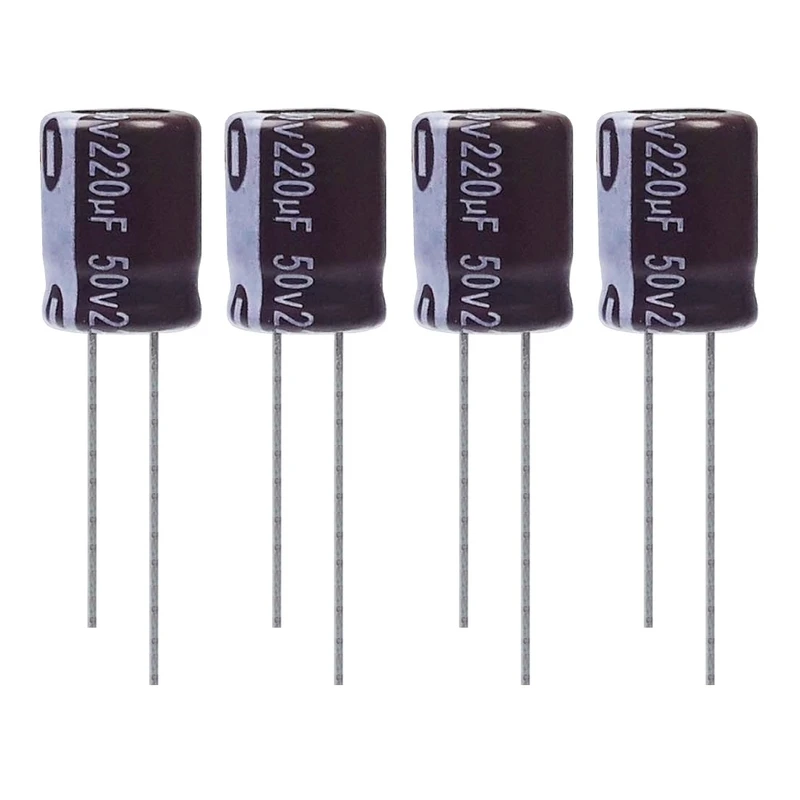 خازن الکترولیت 220 میکروفاراد 50 ولت آکسبوم مدل TEC-22150 بسته 4 عددی