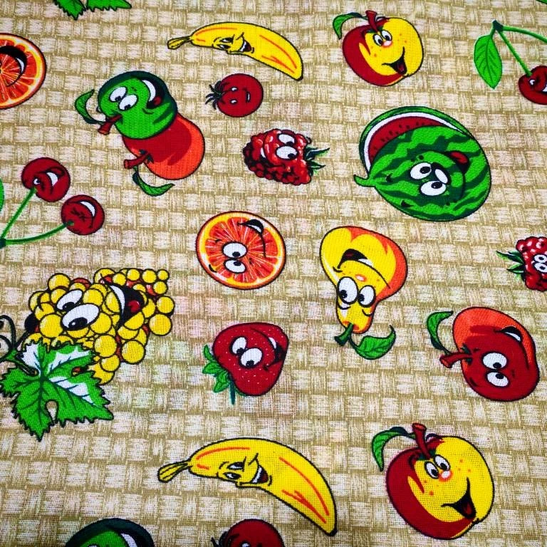 پارچه آشپزخانه عرض 1.5 متر مدل آبگیر میوه‌ای رنگ نسکافه‌ای