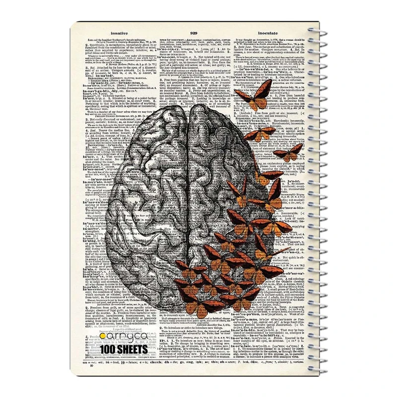 دفتر مشق 100 برگ سیمی کارنیکا طرح روزنامه وینتج مغز Vintage Newspaper Brain کد 38790