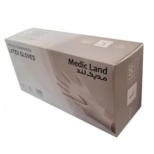 دستکش لاتکس غیر پودری مدیک لند مدل 01 سایز بزرگ (L) بسته 100 عددی