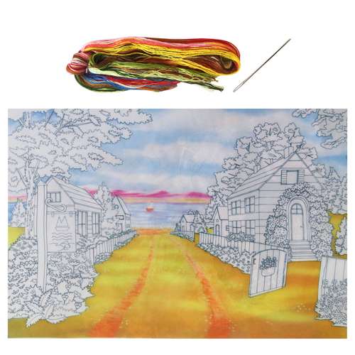 بسته گلدوزی نمونه مدل دهکده ساحلی کد 26 مجموعه 3 عددی