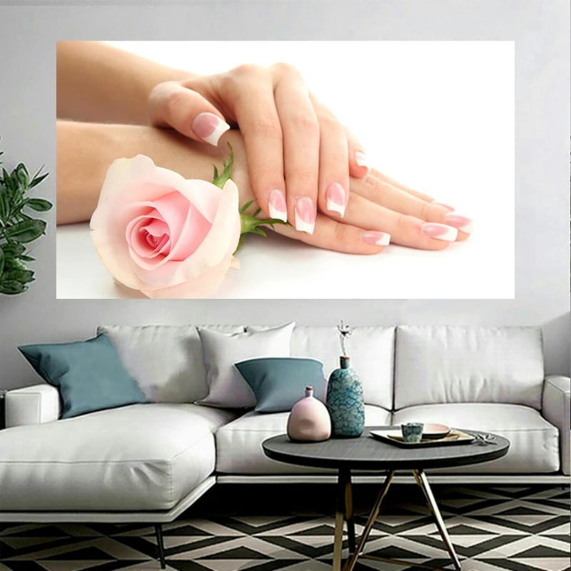 پوستر مدل بک لایت آرایشگاه زنانه کاشت ناخن طرح فرنچ کد AR2530