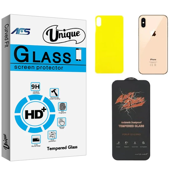 محافظ صفحه نمایش ای اف اس مدل Unique  ANTI-STATIC مناسب برای گوشی موبایل اپل iPhone XS MAX  به همراه محافظ پشت گوشی