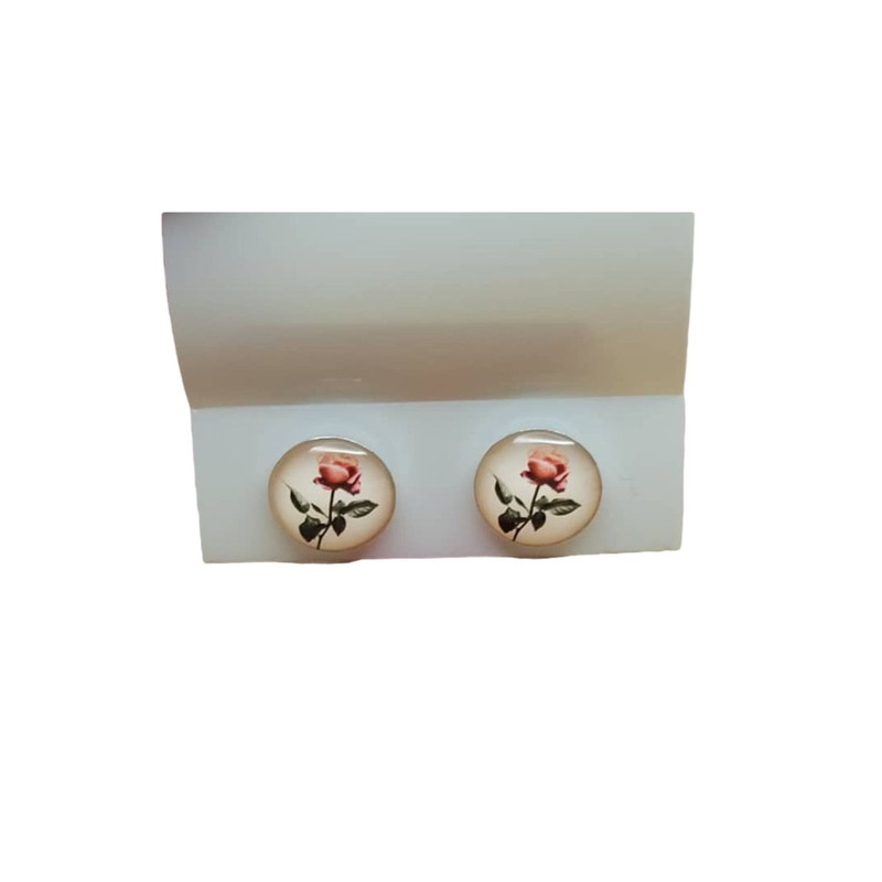 گوشواره نقره زنانه آی ام مدل گل رز کد 3769