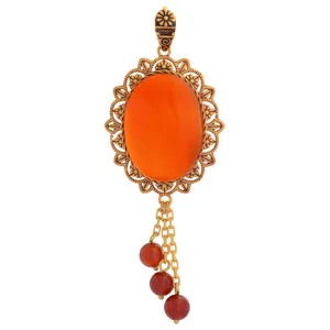 آویز گردنبند طلا 18 عیار زنانه طلای مستجابی مدل عقیق کد 04