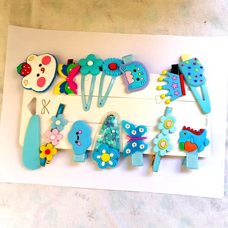 گیره مو دخترانه مدل سیلیکونی بسته 14 عددی