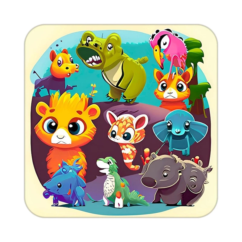 زیر لیوانی کاکتی طرح حیوانات کارتونی مدل mp27649