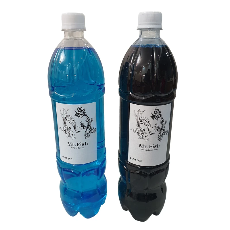 عکس شماره 2 : محلول ضد کلر آکواریوم مدل m13 حجم 3000 میلی لیتر به همراه متیلن بلو