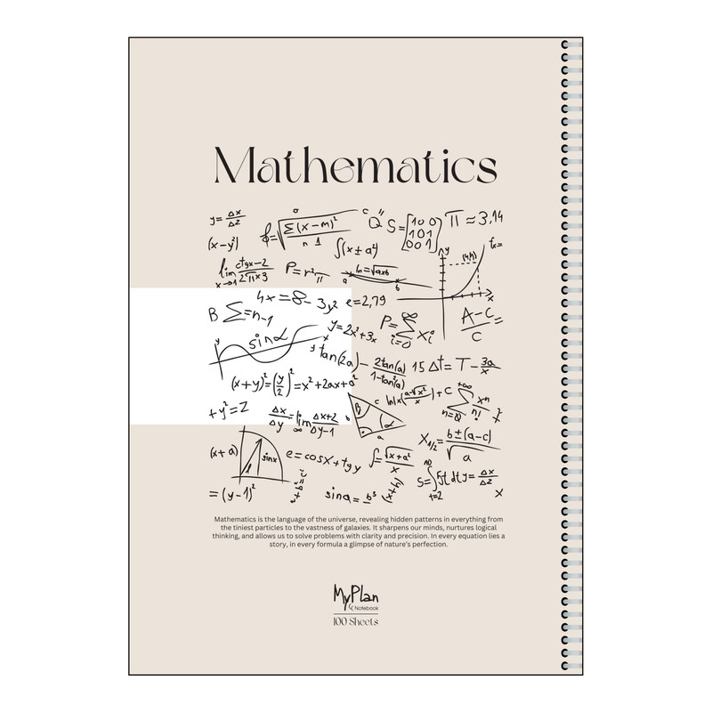 دفتر مشق 100 برگ مای پلن طرح Mathematics مدل صفحات شماره دار کد F2602