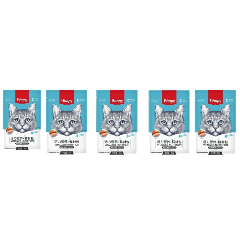 پوچ گربه ونپی مدل مرغ و خرچنگ وزن400 گرم بسته 5 عددی