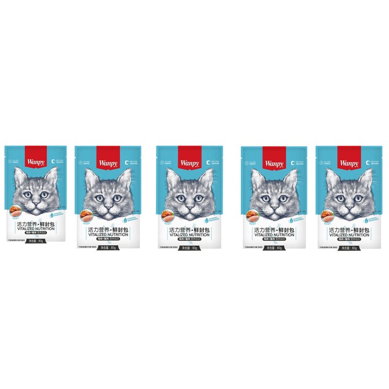 پوچ گربه ونپی مدل مرغ و خرچنگ وزن400 گرم بسته 5 عددی