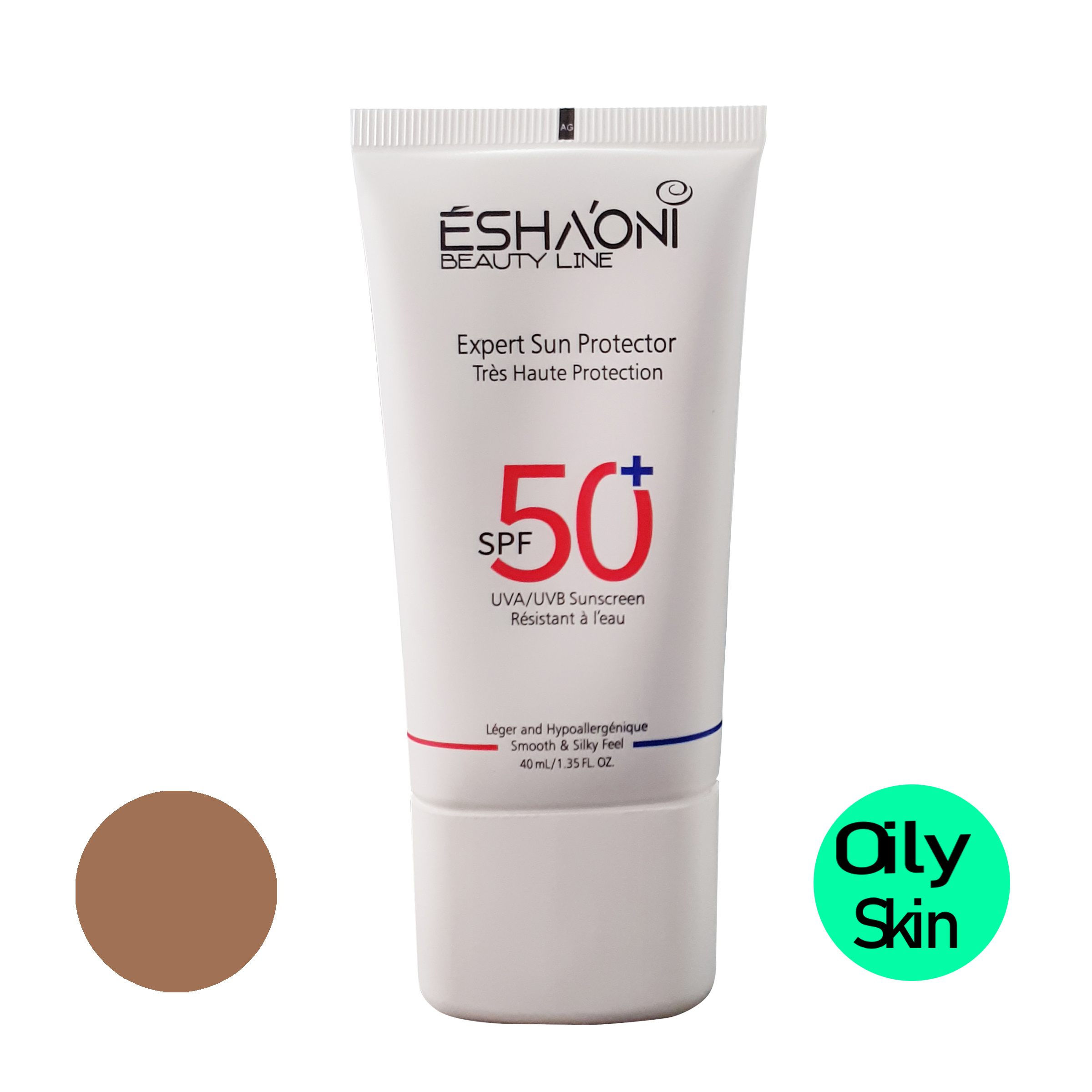 فلوئید ضد آفتاب رنگی اشااونی SPF50 مدل 03 مناسب پوست های چرب و آکنه دار حجم 40 میلیلیتر