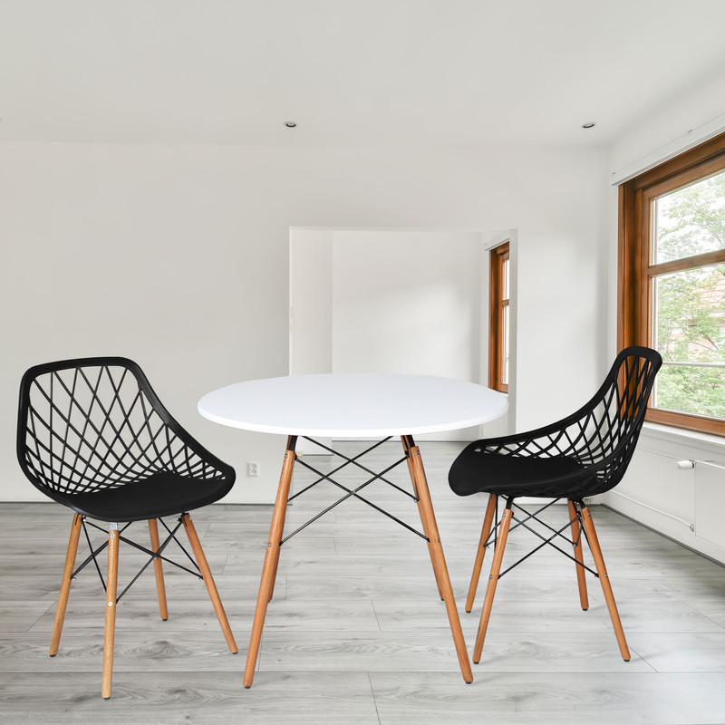 میز و صندلی ناهارخوری دو نفره مدل الماس فایبرگلاس پایه ایفلی GS