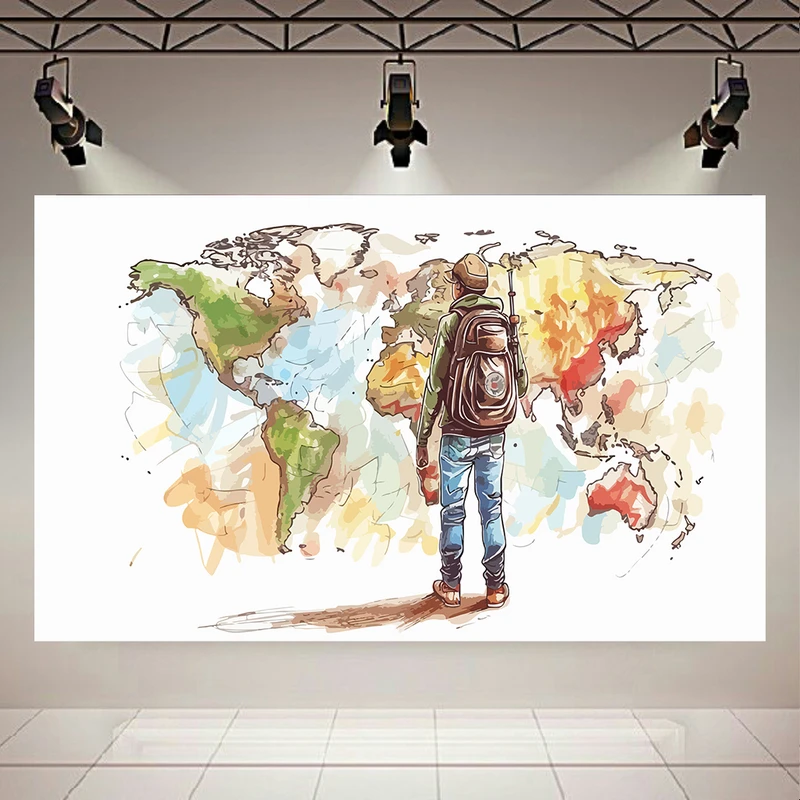 پوستر طرح مخمل نقشه جهان مدل گردشگر کد AR302918