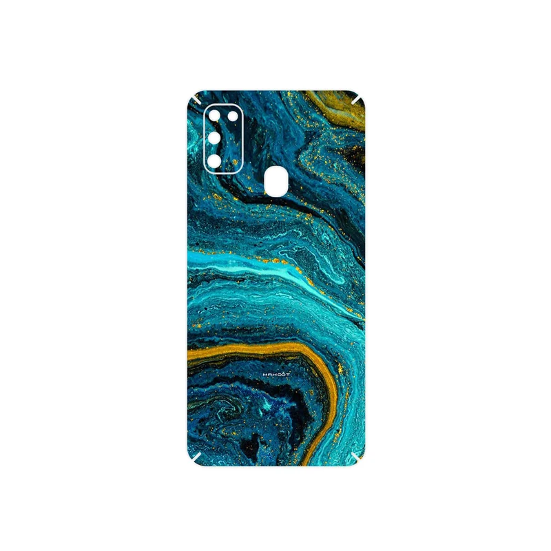 برچسب پوششی ماهوت مدل Turquoise marblewith golden streaks مناسب برای گوشی موبایل سامسونگ Galaxy M21