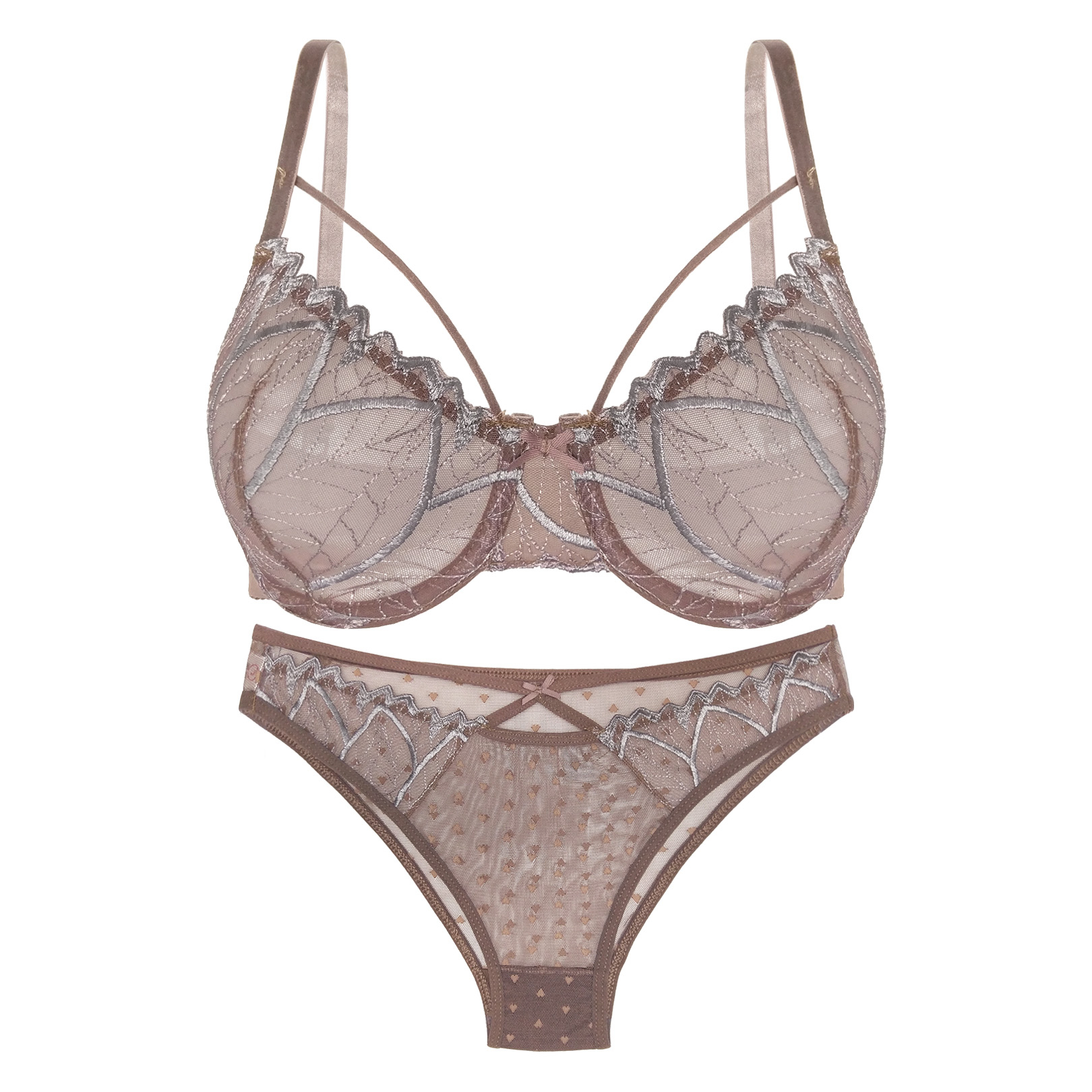   ست شورت و سوتین زنانه میسا کد MIS-8707 رنگ نسکافه ای