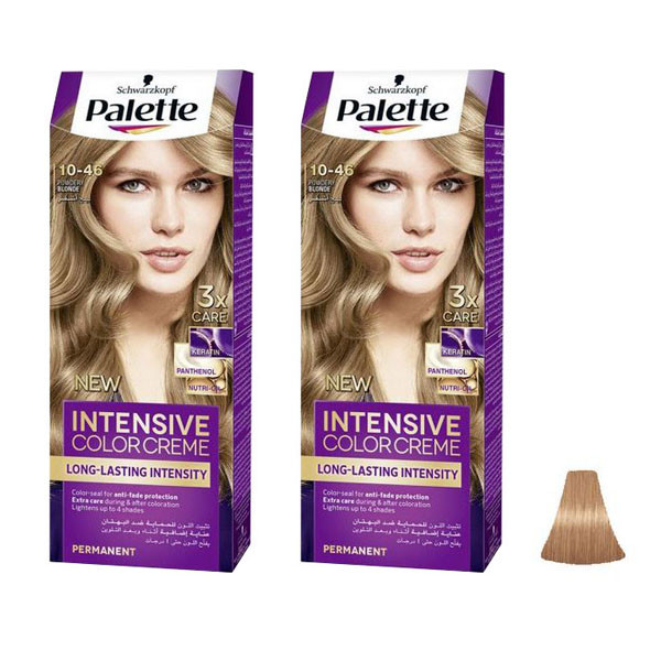  کیت رنگ مو پلت سری Intensive شماره 46-10 حجم 50 میلی لیتر رنگ بلوند پودری مجموعه 2 عددی 