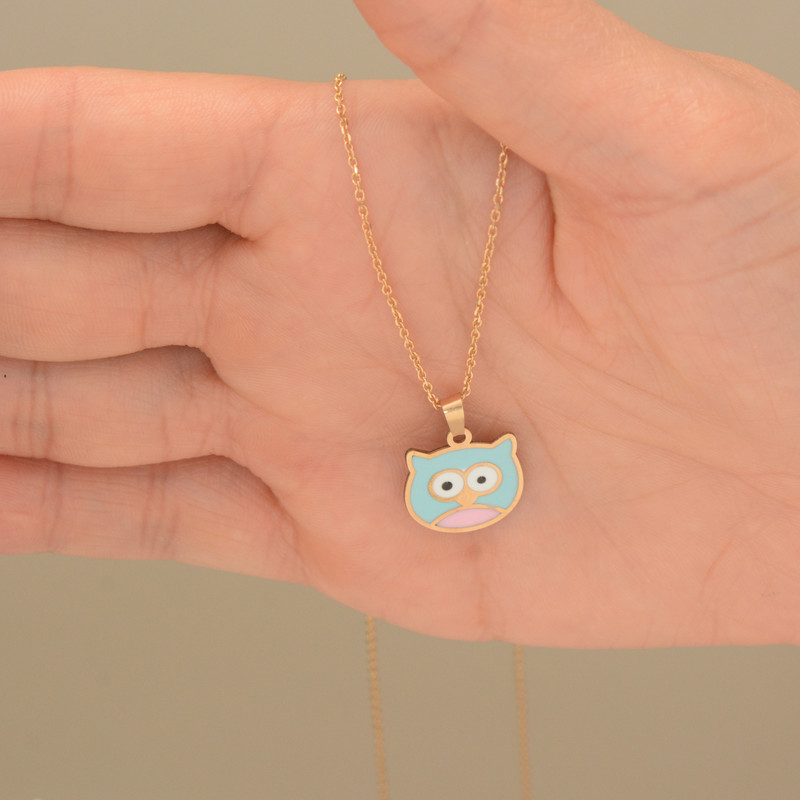 گردنبند طلا 18 عیار دخترانه طلای مستجابی مدل جغد کد 09 گردنبند طلا 18 عیار دخترانه طلای مستجابی مدل جغد کد 09