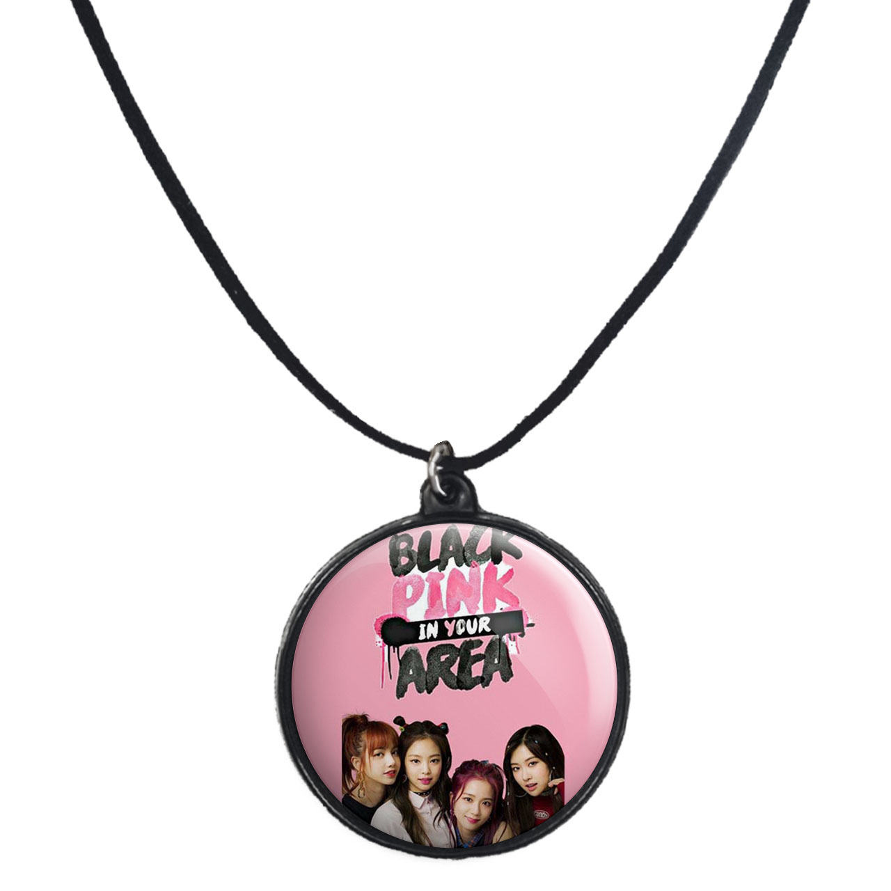 گردنبند پرمانه طرح بلک پینک کد pmb.9 مدل دو طرفه