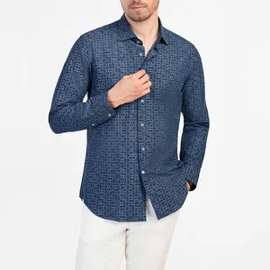 پیراهن آستین بلند یقه کراواتی مردانه ام کی مدل 1794