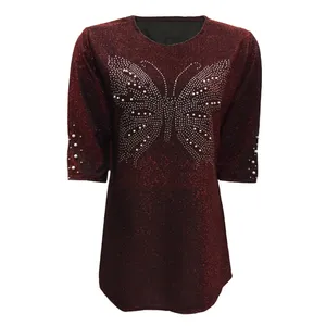 تونیک زنانه مدل پروانه کد tm-1337 رنگ زرشکی