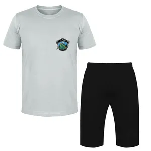 ست تی شرت و شلوارک مردانه مدل فضایی کد Da 439kT رنگ طوسی