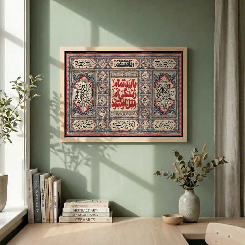 تابلو طرح شهادت امام حسین (ع) مدل G14335 فریم کرم روشن