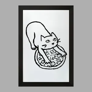 تابلو خندالو مدل گربه و پیتزا کد 29283