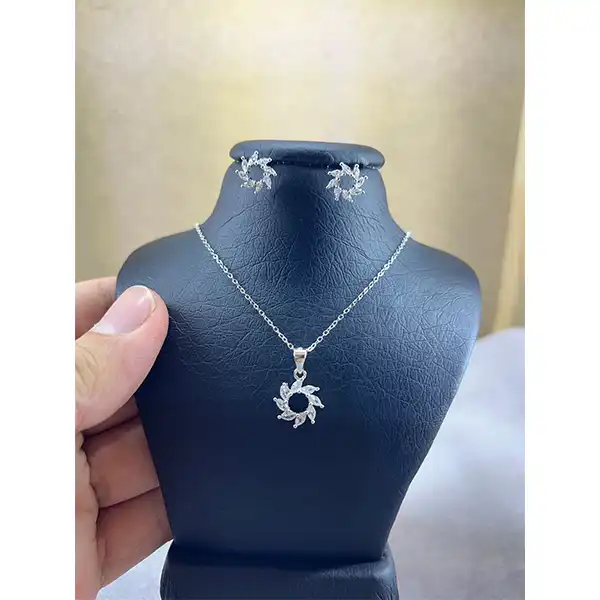 نیم ست نقره زنانه مدل خورشید کد 988766