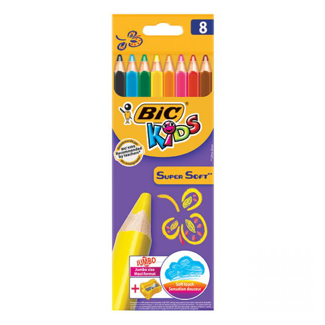 مداد رنگی 8 رنگ اریک کراوزه مدل Jumbo Soft به همراه تراش