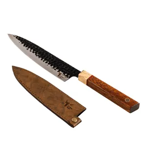 چاقو آشپزخانه کوکینگ فلیم مدل A2 به همراه غلاف چرمی