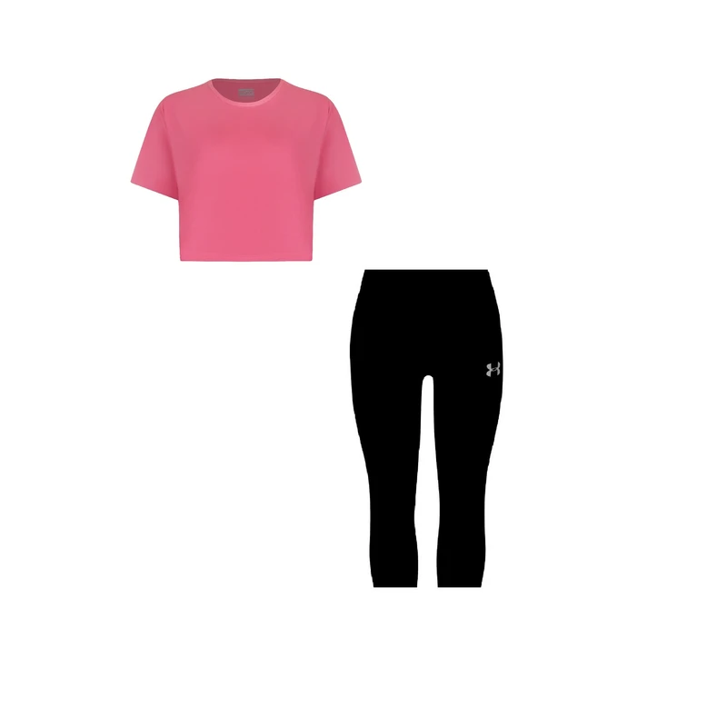 ست کراپ تی شرت و شلوارک ورزشی زنانه مدل 56-3101