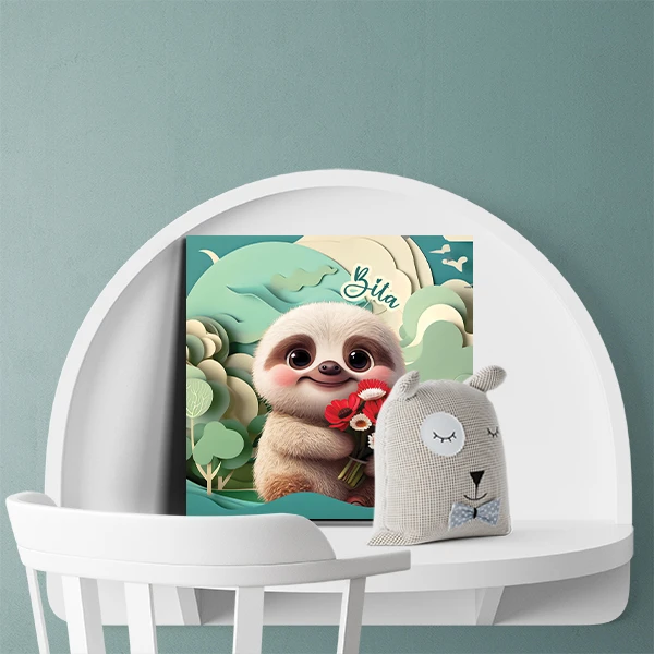 تابلو شاسی لاژید مدل اسم بیتا طرح تنبل کارتونی کد sloth