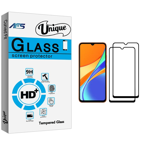 محافظ صفحه نمایش ای اف اس مدل Unique Glass مناسب برای گوشی موبایل شیائومی Redmi 9C بسته دو عددی