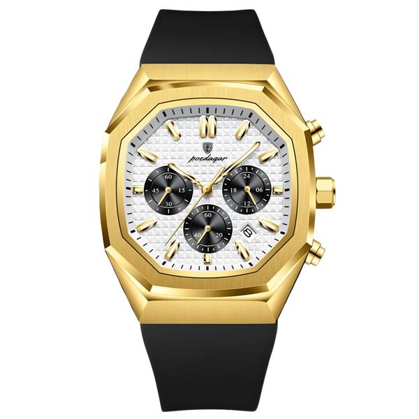 ساعت مچی عقربهای کوارتز مردانه پوداگار مدل اسپرت سه موتور فعال کرنوگراف بند پیو کد P.S1