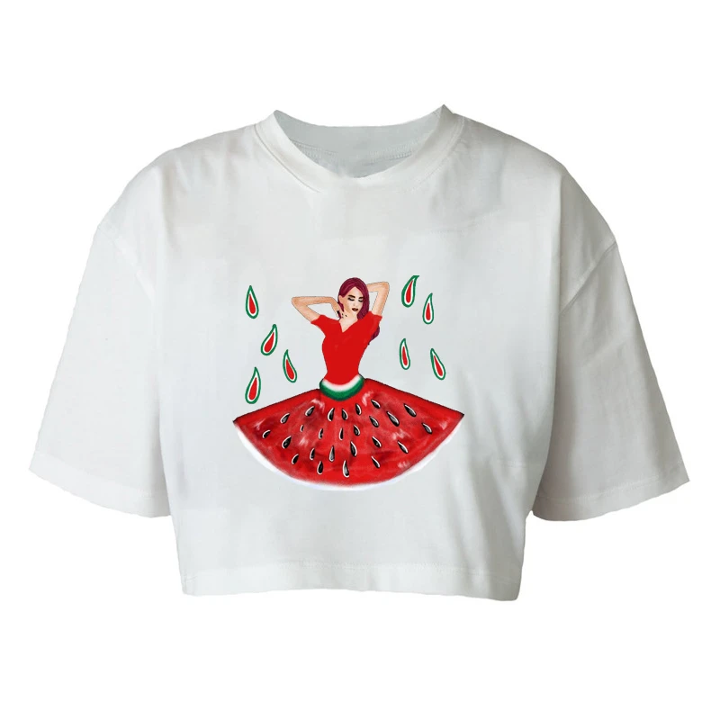 کراپ‌تاپ آستین کوتاه زنانه مدل c437 طرح یلدا