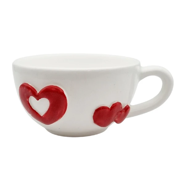 فنجان مدل گرد قلب برجسته کد 12165xBHeart2