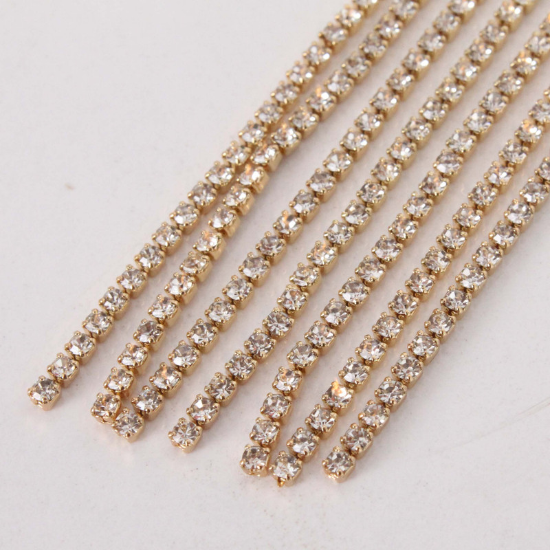 گوشواره زنانه مدل ایرکاف لاله گوش طرح آبشاری نگین دار کد 02