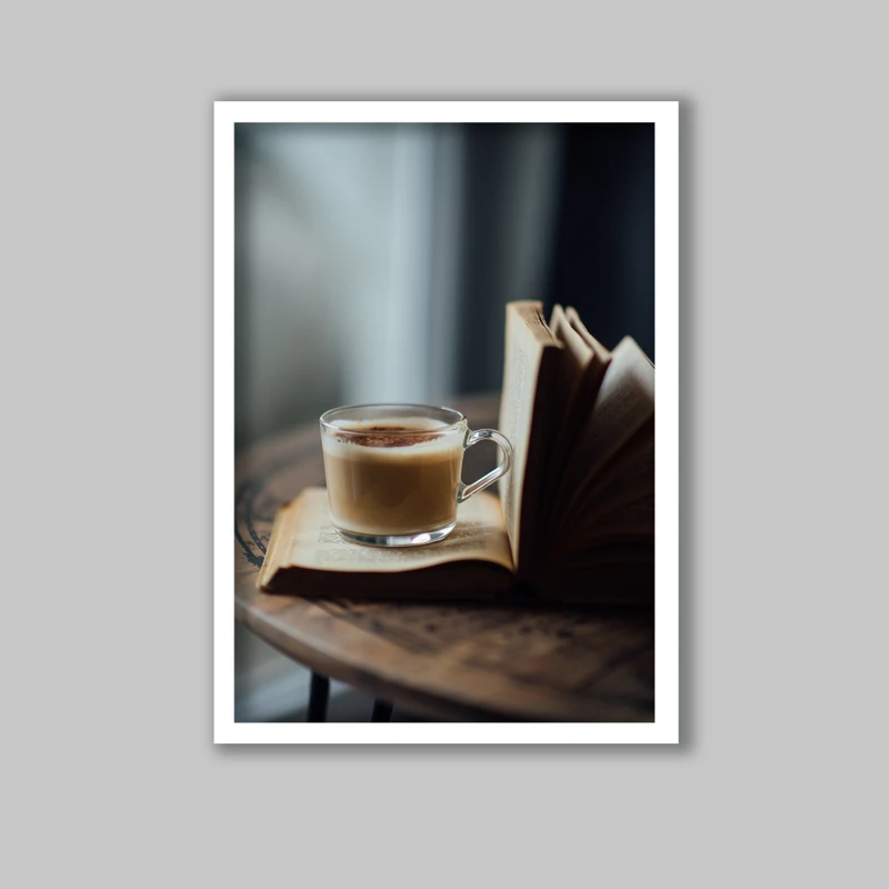تابلو لیلیان طرح فنجان قهوه  کد LA-G10234 فریم سفید