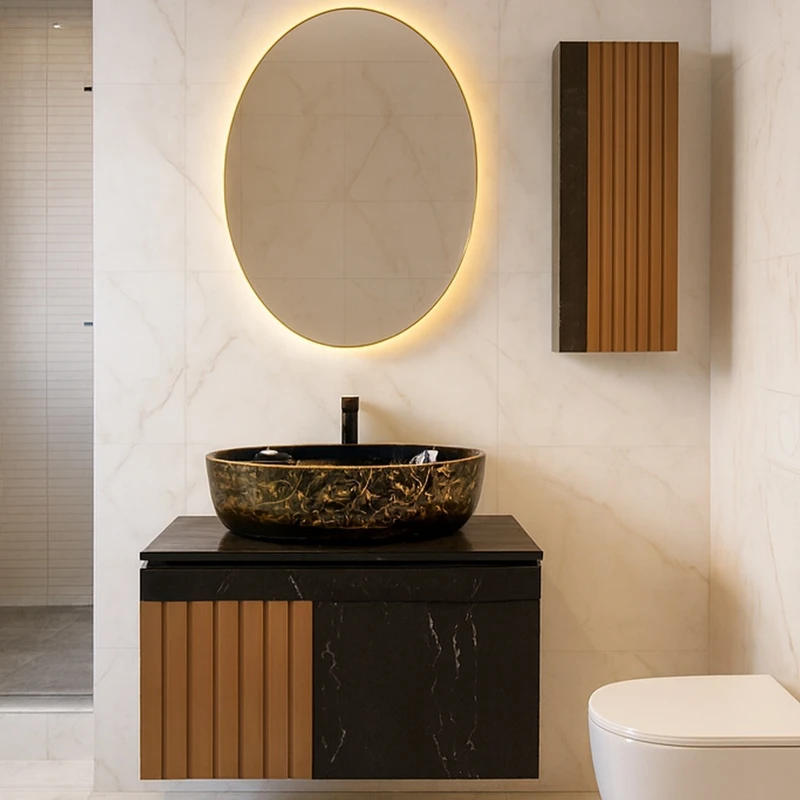 ست کابینت و روشویی دیواری مدل ترمو به همراه آینه 