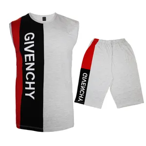 ست تاپ و شلوارک مردانه مدل GIVIAN رنگ طوسی روشن