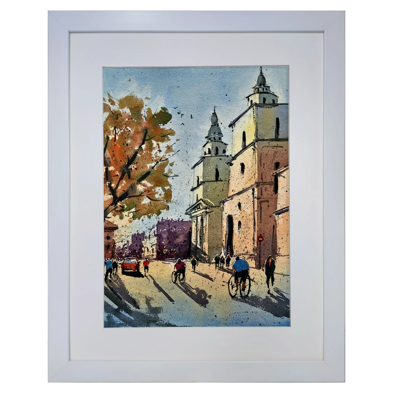 تابلو نقاشی آبرنگ به سبک امپرسیونیسم طرح خیابان کد 208 