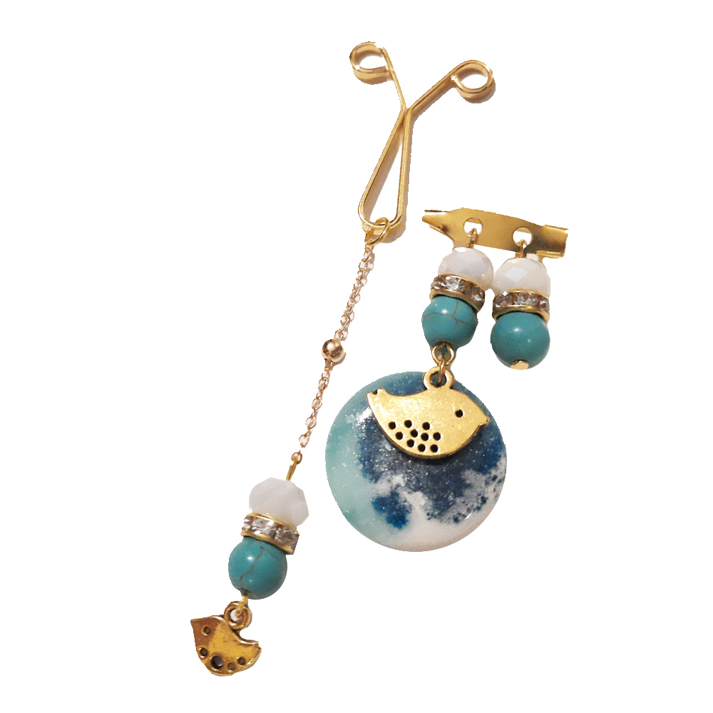 ست گیره روسری و سنجاق سینه زنانه مدل pm066