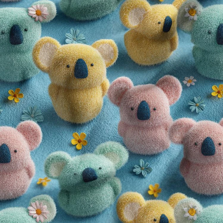 پارچه ملحفه عرض 1.5 متر پارچه باما طرح پنج بعدی خرس عروسکی کد 5014062 رنگ آبی